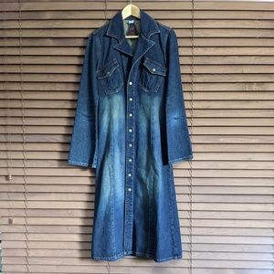 90s vintage long denim duster jacket